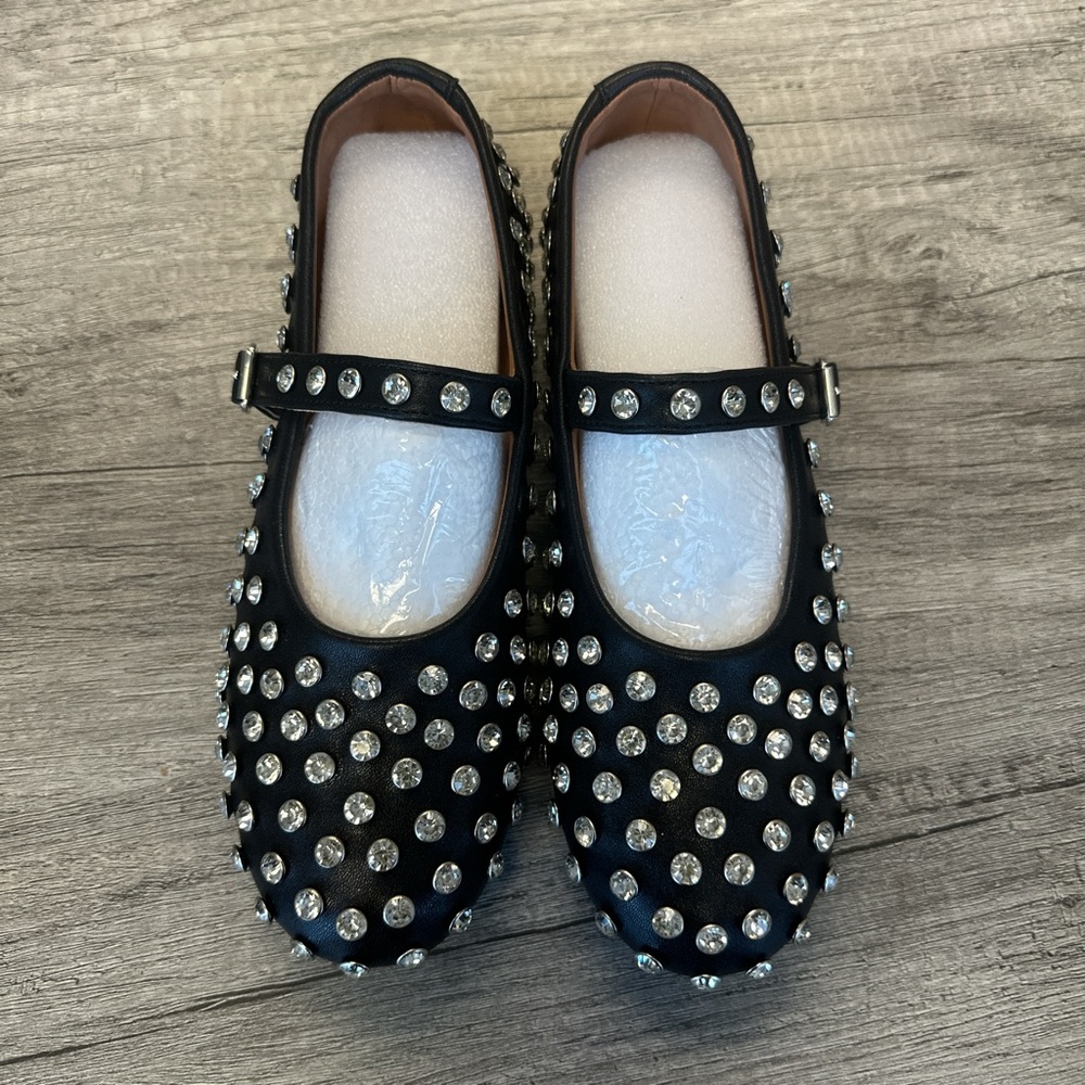 Rhinestone Studded Ballet Flats
